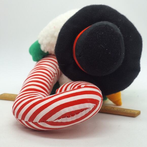 Giftco 95' 7" Soft White Snowman Plush with Candy Cane, Green Scarf & Black hat - Picture 4 of 7